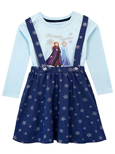 Image of Disney Girls Frozen Pinafore Dress and Top Blue Age 4 to 5 Years