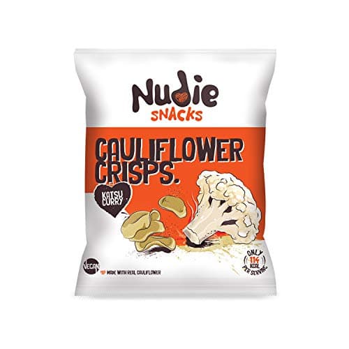 Image of Healthy Snacks - Cauliflower Crisps by Nudie Snacks - Perfect Snack food for Kids Lunchboxes and Health Conscious Adults - 100% Vegan + Gluten Free - Katsu Curry (80g Sharing Bags)