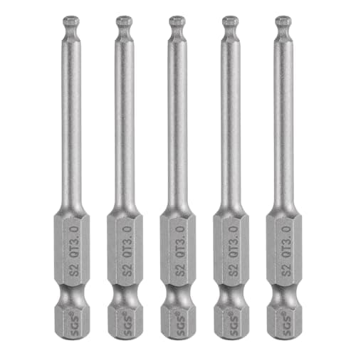 Image of sourcing map 5pcs Ball End Hex Screwdriver Bit 3mm (H3.0) Tip 1/4" Hex Shank 65mm (2.56") Long Magnetic Ball Head Bits Industrial Grade S2 Steel Metric Screw Driver Bit