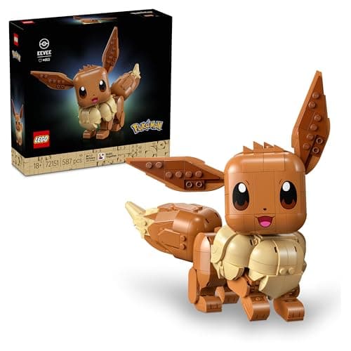 Image of LEGO Pokémon Eevee Figure - Building Set for Adults - Anime Model Kit w/Posable Limbs, Ears & Tail - DIY Room or Desk Decor - Collectible Gaming Gift Idea - 72151