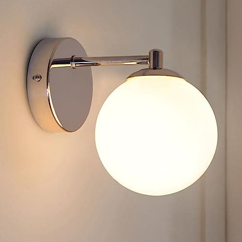 Image of Long Life Lamp Company Frosted Glass Globe Wall Light Sconce Chrome Wall Lamps for Indoors H3097 with LED Bulb Warm White G9