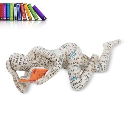Image of Cyrank Bookworm Sculpture Resin Abstract Thinker Sculpture, Reading Woman Figurine Resin Abstract Reading Figurine Sculptures Pulp Woman Reading Bookshelf Decor Mantelpiece Ornaments