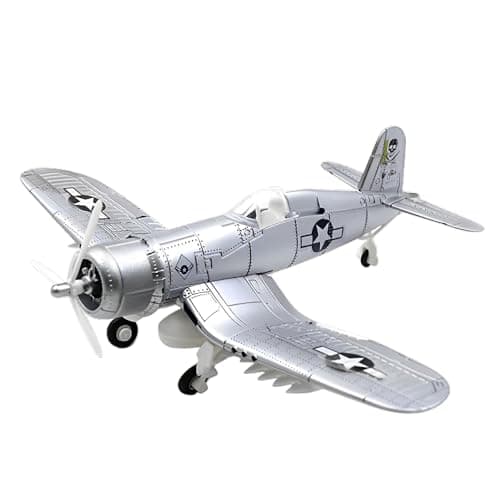 Image of gzpynsgaoh F-4U Corsair Fighter Plastic Model - World War II Classic Fighter Model, 1:48 Military Enthusiasts Plastic Fighter Assembly Model (Silvery)