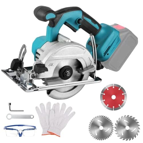 Image of Cordless Circular Saw Compatible for Makita 18V Battery, Hand-Held 5 inch Circular Saws with 3 Blades, Brushless, 0-45° Bevel, 40mm Depth, Professional Battery Circular Saw for Wood Plastic Tile Cut