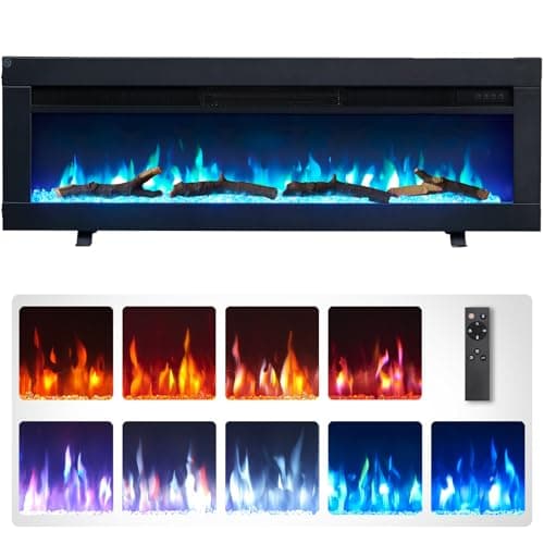 Image of FLAMEKO Dilton 40"/102cm 3-in-1 Electric Fireplace with Logs & Crystals, Freestanding, Wall Mounted, Recessed, 9 Colour Flame Effect, Media Wall Compatible, 900W - 1800W Heater, Remote
