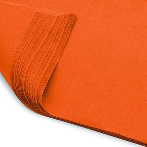 Image of Pack of 10 x Vibrant Tissue Paper 500mm x 750mm for Gift Bags, Wrapping, Flowers, Wedding, Arts Crafts - Quality Acid Free (Orange)