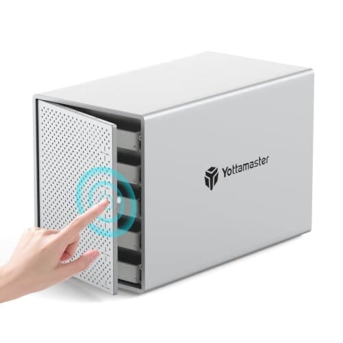 Image of Yottamaster 5 Bay Hard Drive Enclosure, Aluminum 3.5" HDD Enclosure for 3.5 & 2.5 Inch SATA HDD/SSD, Support 90TB(5x18TB) Direct Attached Storage, Non-RAID DAS for Personal Home Storage [PS500U3]