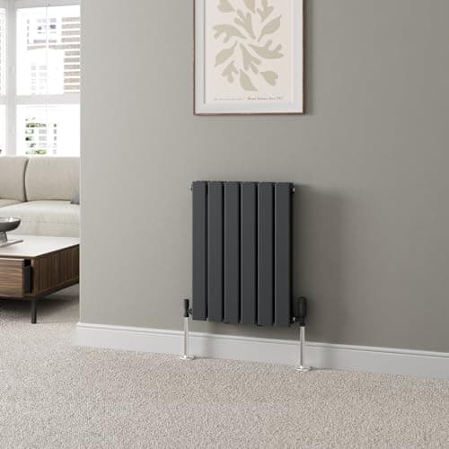 Image of DuraTherm® 600 x 456mm Anthracite Grey Horizontal Designer Radiator Double Column Flat Panel Modern Central Heating Panels Bathroom Radiators