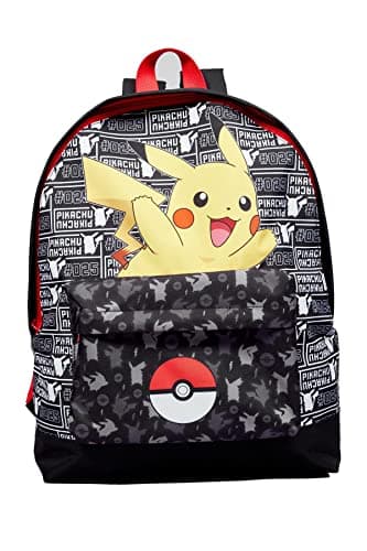 Image of Marvel Pokemon Pikachu Pokeball School Backpack for Children, Black, Black, Black, One Size, Casual