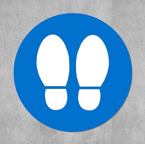 Image of Please stand here floor sticker - Self adhesive floor graphic (400mm x 400mm)