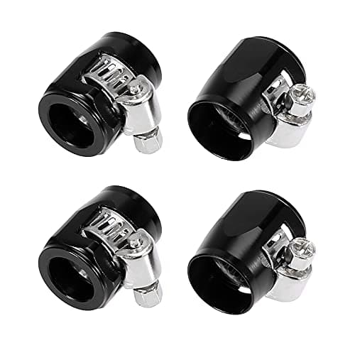 Image of X AUTOHAUX 4pcs AN6 Hex Black Car Hose Finisher Clamp Adapter Fitting