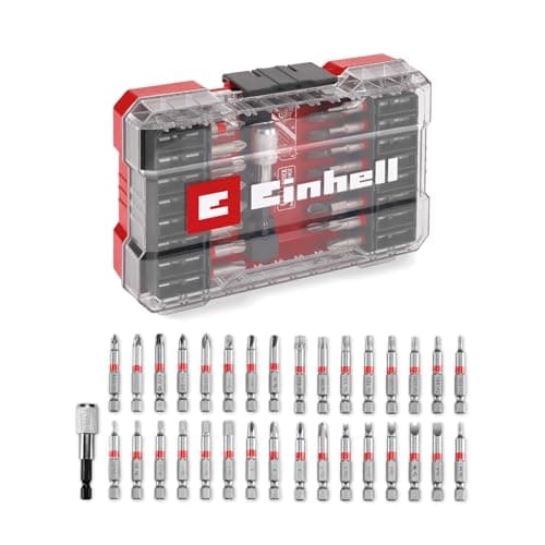 Image of Original Einhell M-CASE 33-piece bit set (for cordless screwdrivers and power drills with 50 mm bits made of S2 steel, quick-change bit holder made of carbon steel incl. storage box)
