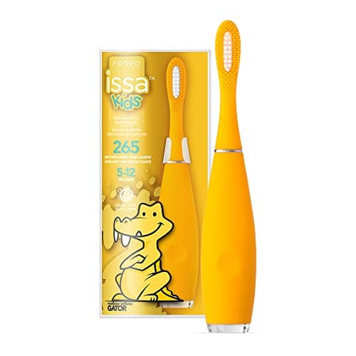 Image of FOREO ISSA Kids 5-12 Electric Sonic Toothbrush, Medical-Grade Silicone + PBT Polymer Bristles, 6-Months Replaceable Brush Head, 265 Uses/USB Charge, Smile Helpers, FDA Approved, 2-Year Warranty