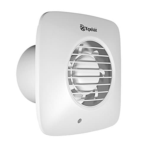 Image of Xpelair DX100BHPTS 4 inch (100mm) Simply Silent DX100B Bathroom Fan-Humidistat Pullcord Square, Cool White