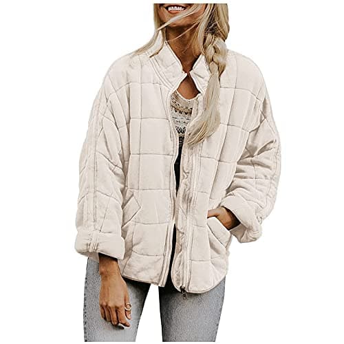 Image of Quilted Jacket Women's Transition Jacket - Down Coat Women's Long Winter - Trench Coat Black Long Women's Coat Winter Elegant Fleece Jacket Thick Warm Down Jackets Windproof Coat Plush Jacket, White,