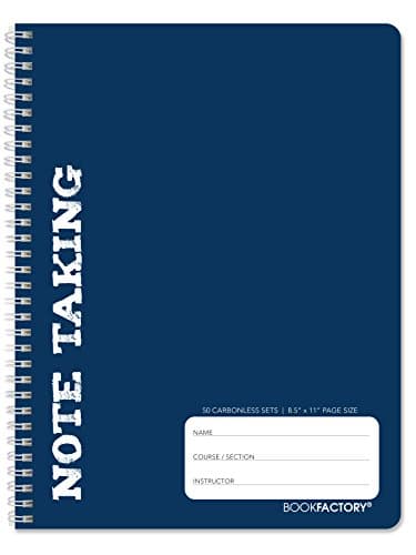 Image of BookFactory Note Taking Notebook/Student Note Taker Carbonless Notebook, 50 Sets of 6" x 9" Pages - 100 Sheets Total - [Wire-O Bound] (LOG-050-69CW-PP-D(NoteTaking))