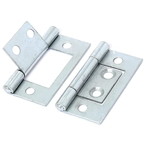 Image of Small Zinc Flush Cabinet Hinges Door Flush Hinges 40mm/1.5-Inch Heavy Duty Silver Flush Hinges for Cupboards and Cabinets Dresser Wardrobes Pack of 2.