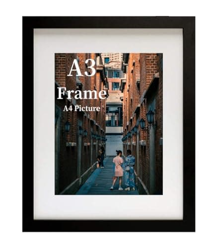 Image of MEGAROOM Wood A3 Picture Frame - A3 Frame for 16.5 x 11.7 Inch (42 x 29.7 cm) Photo Wall Hanging - Photo Frame with Clear Perspex Front - Wall Mounting to Hang Portrait or Landscape (Black)