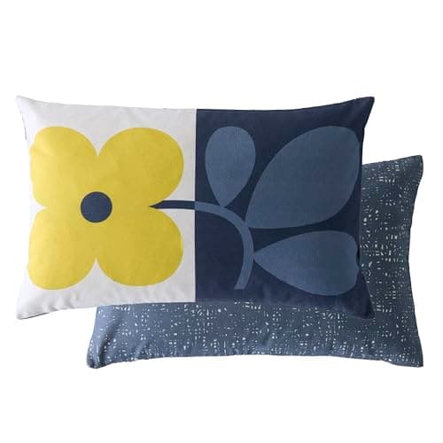 Image of Orla Kiely Floret Microfibre Filled Cushion – Dandelion Denim (40cm x 60cm)