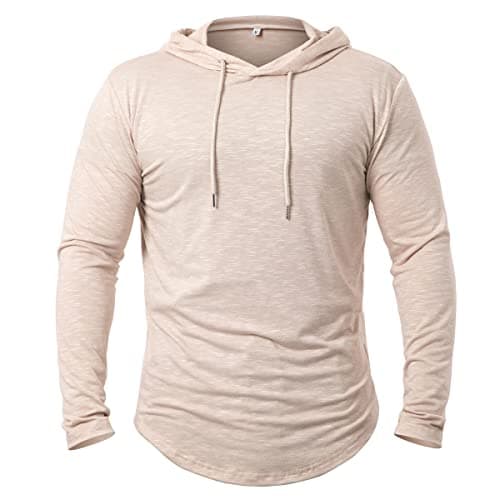 Image of CARWORNIC Men's Quick Dry Hooded Tops Lightweight Running Hiking Athletic Hoodies Long Sleeve Thin Breathable Golf Top Active Sports Gym T-Shirt Men Outdoor Casual Fishing T Shirt Khaki