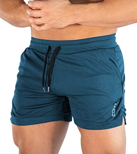 Image of Superora Mens Running Gym 2 in 1 Sport Shorts Breathable Outdoor Workout Training Shorts with Pockets, Blue, M