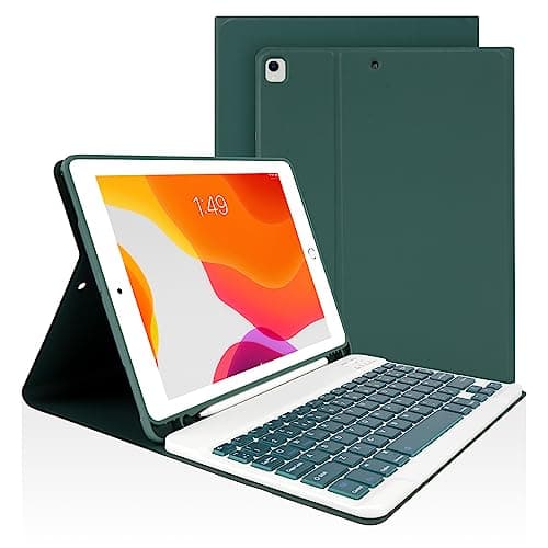 Image of LAMA 10.2&10.5 Inch iPad Keyboard Case, Wireless Keyboard for 10.2&10.5 inch iPad (9th 2021/8th 2020/7th Generation 2019, iPad Air 3 2019,iPad Pro 2017) Detachable Keyboard&Pencil Holder,‎DarkGreen