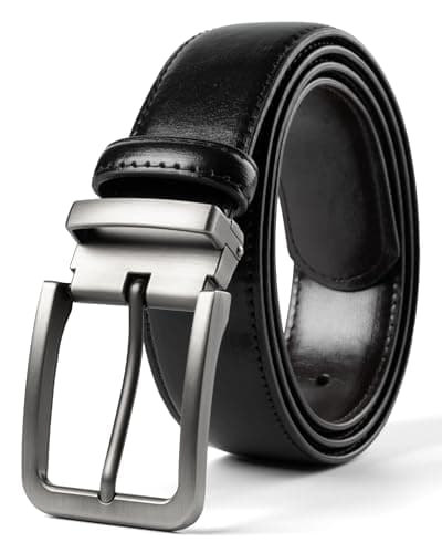 Image of maikun Mens Belts Leather for Trousers,Black leather Belts for Men and Boss,Size Adjustable Length41