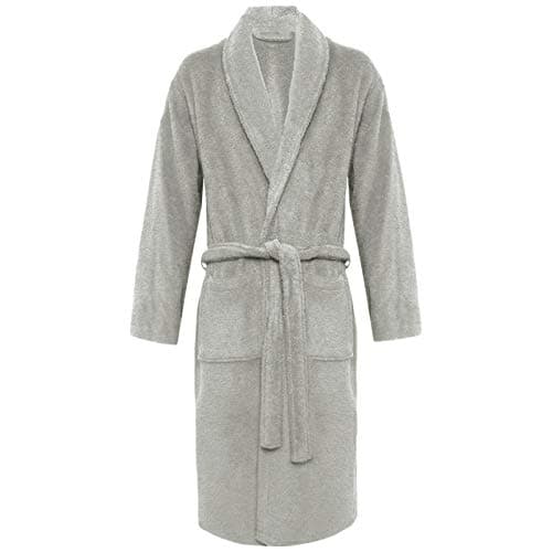 Image of Unisex Mens Womens 100% Luxury Egyptian Cotton Super Soft Terry Towelling Bath Robe Ladies Dressing Gowns Towel Bathrobe Nightwear Housecoat (Shawl Neck/Grey)