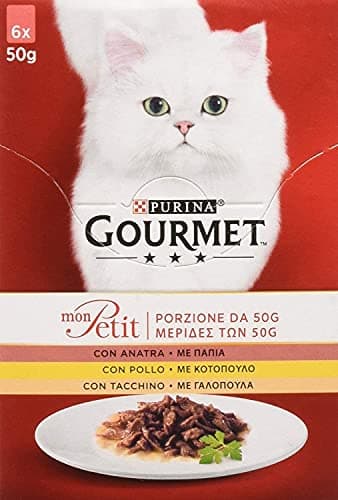 Image of Purina Gourmet Mon Petit Wet Cat Food Delicious Creations with Meat, with Duck, Chicken and Turkey, 48 Pouches x 50 g Each (8 Packs of 6 x 50 g)
