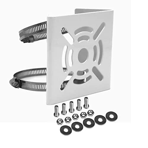 Image of WiTi Universal Vertical Pole Mount for Security Camera, Solid Metal Mounting Corner Bracket with 2 Loop Downspout Bracket Pipe Clamps,Suitable for CCTV Cameras LED Wall/Stage Lights, Solar Panels