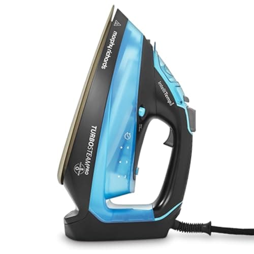 Image of Morphy Richards Turbosteam Pro Steam Iron, Non Stick Ceramic Soleplate, Intellitemp Technology, 200g Boost, 40g Output, 380ml Water Tank, Digital Controls, Auto Shut off, 3m Cord, 3100W, Blue, 303210