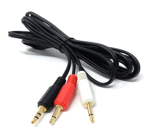 Image of DRUT 2m 3.5mm Stereo Jack to 2 x 3.5mm Mono Jack Plugs OFC Audio AUX Splitter Cable Lead 6.5ft Black Gold Connectors