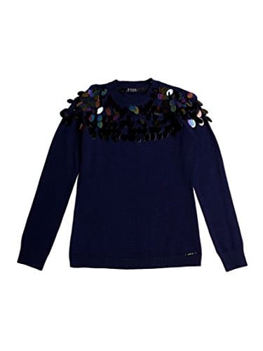 Image of GUESS Viscose Blend Sweater with Sequins (Small) Navy