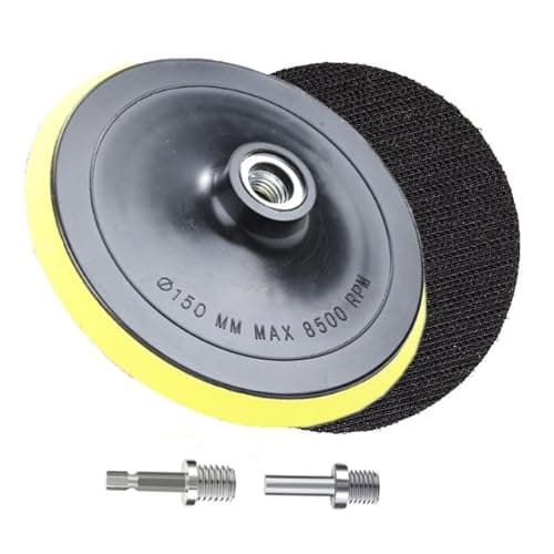 Image of HOTCKB 2 Pieces Hook and Loop Backing Pads 150mm Sanding Buffing Plate with M14 Threaded Drill Adapter for for Grinder Tool