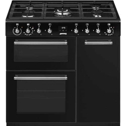 Image of Smeg CX93GMBL 90cm Concert Dual Fuel Range Cooker - Black