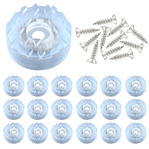 Image of PDETVEO 20PCS 1Inch Round Transparent Furniture Rubber Feet Pad, Non-Slip Round Clear Rubber Bumpers Feet Pads with Screws for Table, Desk, Chair and Sofa Leg