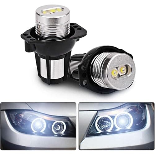 Image of Riloer Angel Eyes Light Car LED Bulbs Halo Ring Marker, 6000K Xenon White Halo Headlights, 2 Pcs Round Angel Eyes Fog Lights Compatible with BMW 3 Series, 63117161444 63112179077