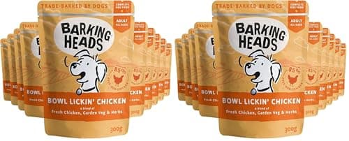 Image of Barking Heads Wet Dog Food - Bowl Lickin' Chicken - No Artificial Flavours - Grain-Free Recipe (10 x 300 g) (Pack of 2)