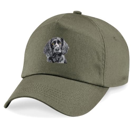 Image of HiViz Kings Black Cocker Spaniel Embroidered Baseball Cap with Dog Portrait Design, Classic Adjustable Hat (UK, Alpha, One Size, Olive)