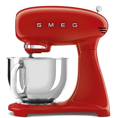 Image of Smeg SMF03RDUK Full Colour Stand Mixer, Retro 50's Style with 4.8L Stainless Steel Bowl, Safety Lock, 10 Variable Speeds, 800W, Red