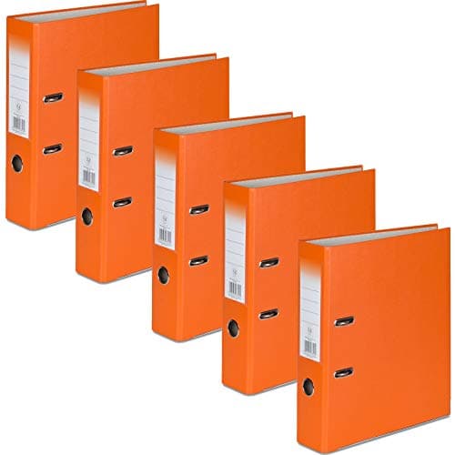Image of OFFICE CENTRE 5 x Orange A4 75mm Strong Premium Business Lever Arch Files Folders Metal Binder Bar Ring Document