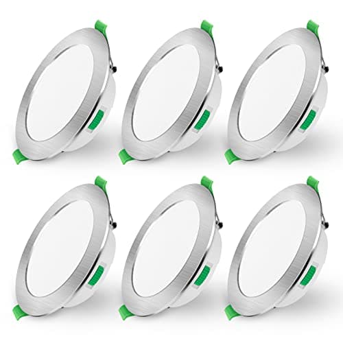 Image of ALUSSO LED Recessed Ceiling Spotlights Dimmable, 5W Downlights Ultra Slim 400LM, Warm White 3000K Neutral White 4000K Cool White 6500K Adjustable, IP44 Waterproof Lighting for Bathroom Kitchen, 6 Pack