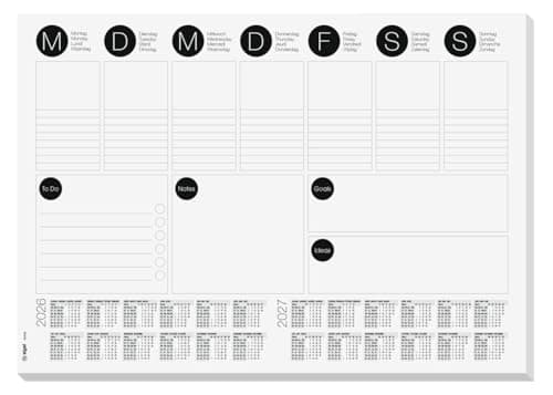 Image of SIGEL H6506 Paper desk pad- weekly planner - grey - A3-2026/2027 - DE/EN/FR/NL - 30 sheets - FSC-certified