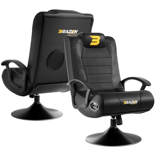 Image of BraZen Stag Kids Gaming Chair for Kids Two Audio Speakers Subwoofer Bluetooth Compatible Boys Girls Small Gaming Chair Foldable Junior Child Speaker Video Games Chairs No Wheels - Black