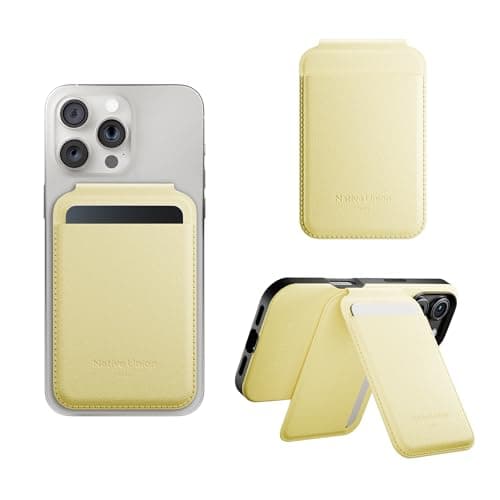 Image of Native Union Active Wallet Stand | MagSafe Card Holder for iPhone 17/17 Pro/17e, Air, 16, 15, 14 – Stores 4 Cards – Secure Magnetic Slim Stand – Durable & Recycled Materials (Lemon)