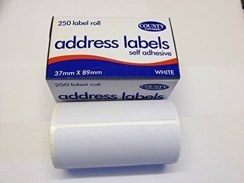 Image of 250 Self Adhesive Address Labels on Continuous Roll 89mm x 37mm