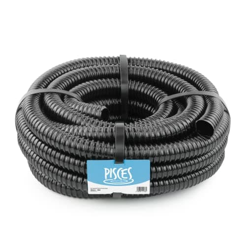 Image of Pisces 25mm (1 inch) Black Pond Corrugated Flexible Hose Pipe - 10m Roll