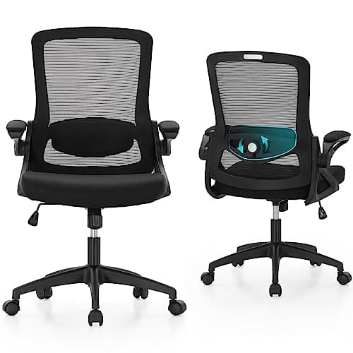 Image of ALPHA HOME Ergonomic Office Desk Chair, Breathable Mesh Computer Chair with Adjustable Lumbar Support and Flip up Armrests, Comfortable Task Executive Chair for Home Office