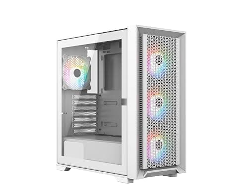 Image of iONZ KZ22 V2 PC Gaming Case - ATX Hinged Tempered Glass - High Airflow - Front I/O USB Type-C (With 4 ARGB PWM Fans) White