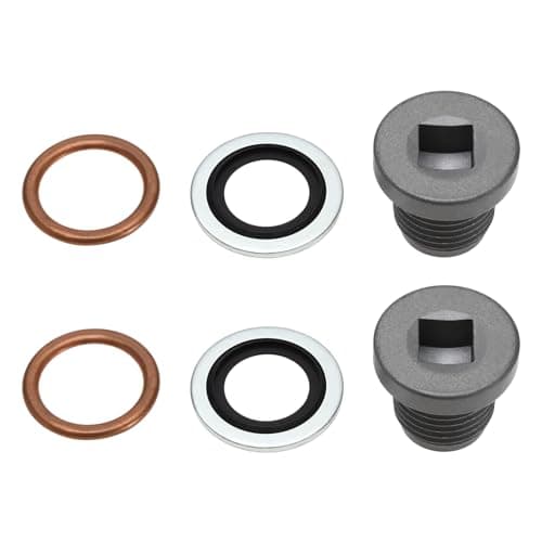 Image of Be In Your Mind 2 Set Oil Drain Plug Screw 1218114 11128-00QAA 7703075210 Compatible with Citroen Compatible with Peugeot Copper Gasket Rubber Oil Seal Metal Oil Pan Drain Plug